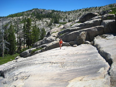 We found an amazing giant slab on our way to another, quieter unnamed lake on the Shealor Lake Trail.