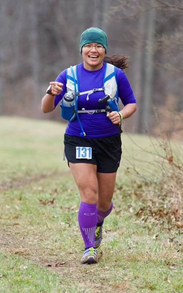 After crossing under Gallaher Road, & 13 miles in, Katherine is still smiling!