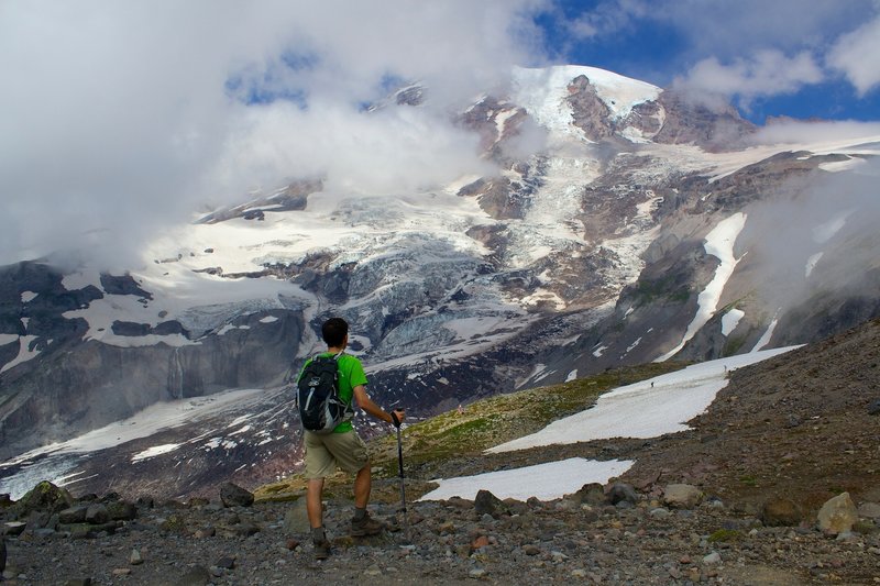 Hiker along Skyline Trail.