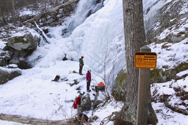 Ice climbers at Crabtree Falls in January.