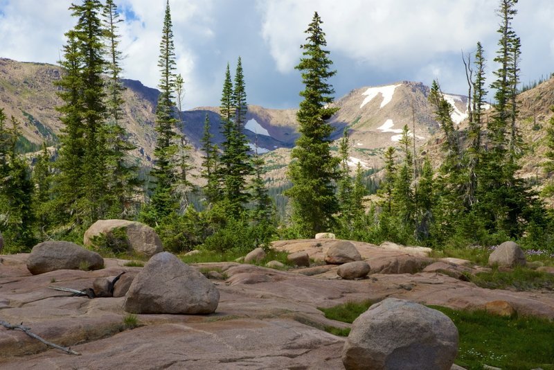 Getting close to Rainbow Lake. Always great to see snow in the summer.