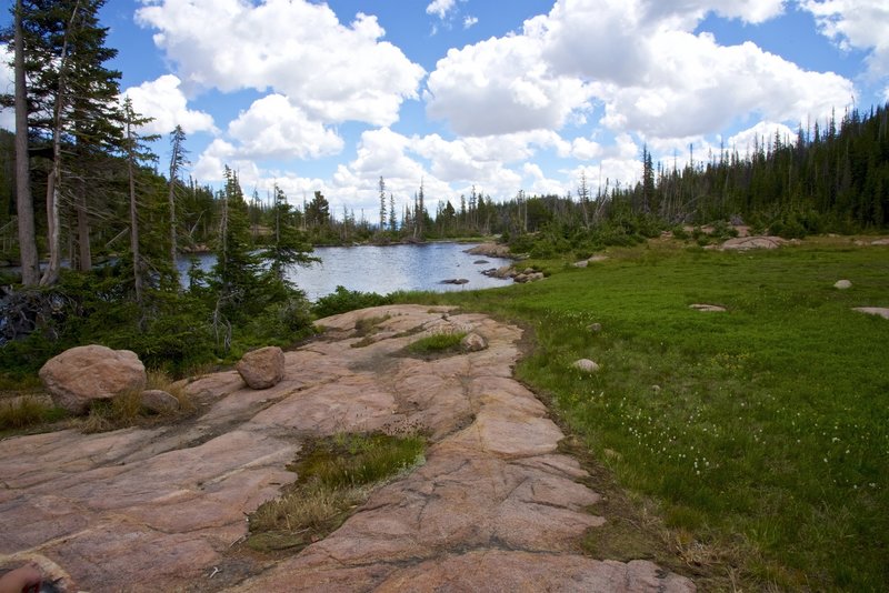 Upper Rainbow Lake looking down the valley.