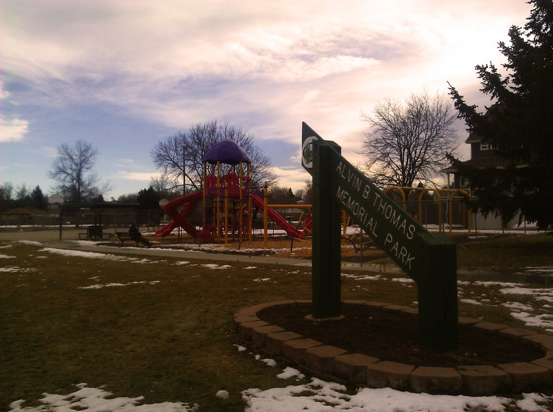 Play area at Avlin B. Thomas Park, located just north of the trail.