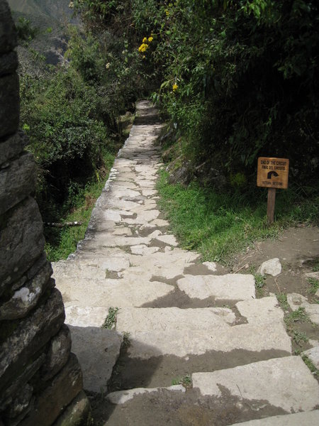 The end of the traditional "Inca Trail" as it enters the Machu Picchu area.