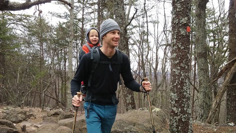 Rocky sections require trekking poles... at least when you're carrying a load!