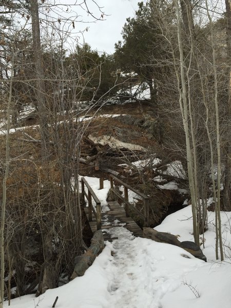 The bridge across Mosca Creek.