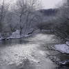 Stream along Union Canal Path in winter.