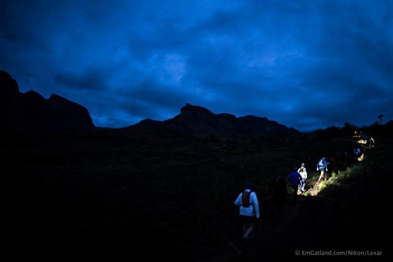 At the start of the trail just before daybreak.