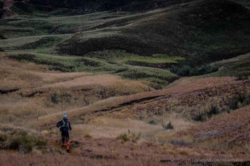 Running on the lower slopes of the trail.