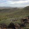 Halfway up Ridgeline Trail looking down and south.