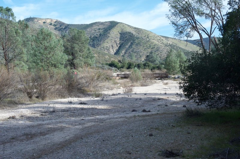 Hiking along the bench trail, you follow the dry creek bed for a long time.  The Chalone Creek is dry a lot of the year, but at other times it has water flowing in it.