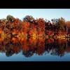 Buffalo Lake in the Fall looking at trees and trail on the eastern side.