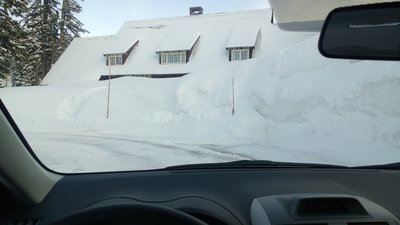 The Crater Lake visitor's center looks a bit different in the winter!