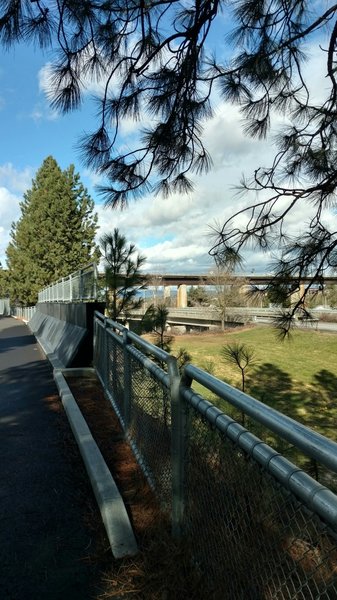 I90 and 195 and rail overpass. Approaching the Spokane end trailhead.