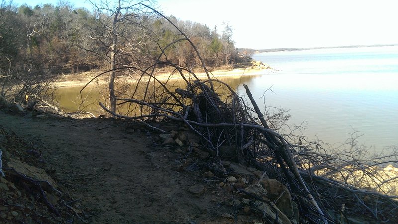 Trail alongside Lake Texoma.