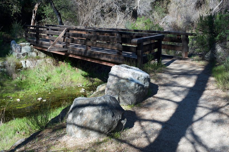 One bridge crossing the creek on the Old Pinnacles Trail.  The trails through this area cross this creek several times.