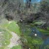 The trail skirts the creek for several miles.  The North Wilderness Trail criss crosses the creek multiple times via rock hops, so be ready to jump rocks.