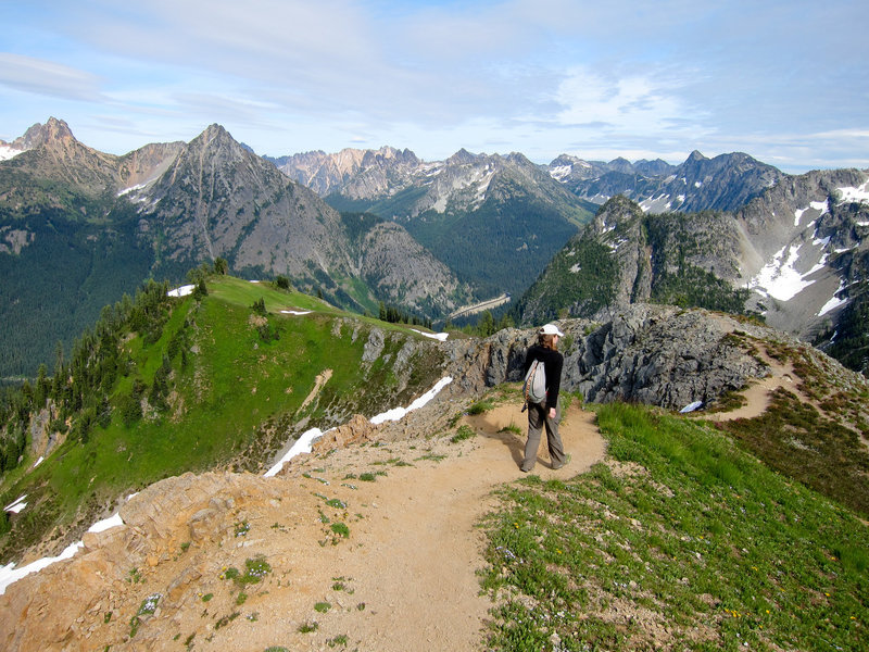 Hiker on Maple Pass.