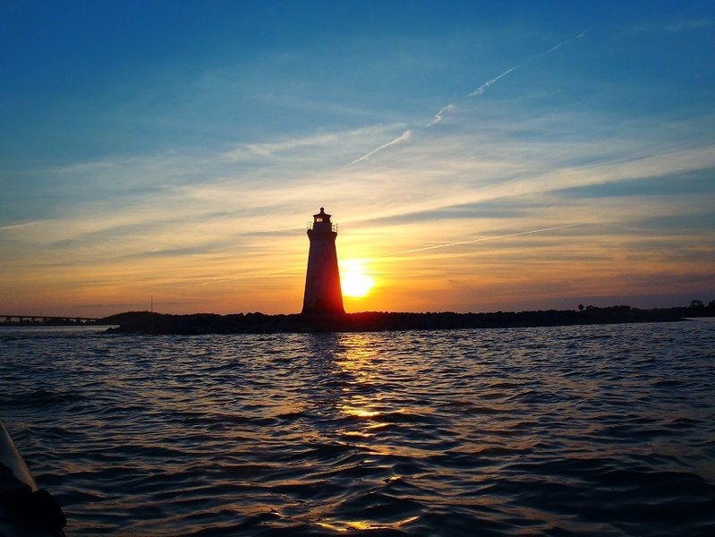 View of the Cockspur Island Lighthouse near the turn around point.