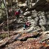 Small rock bluff on the way to Big Laurel Falls.