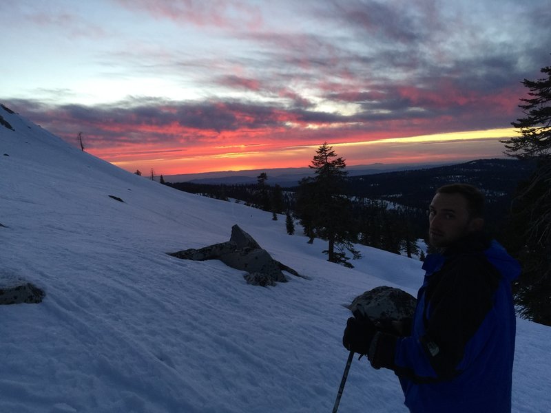 Sunset rock at Ostrander Ski Hut.