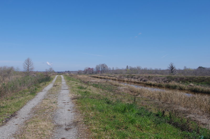 The eastern end of the trail running along the diversion canal.