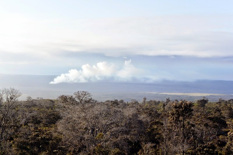 Kilauea smoking in the distance. with permission from Andrew Stehlik