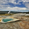 Heart Spring and the Lion Group with Castle Geyser Erupting in the background. with permission from walkaboutwest *No Commercial Use