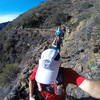 A long stretch of trail follows an historic rock wall.