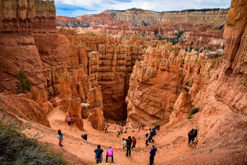 Park visitors get up close and personal with the surrounding canyons.