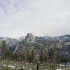 Evidence of a fire that burned through the area.  North Dome, Basket Dome, Half Dome, and Nevada Falls can all be seen in the distance.