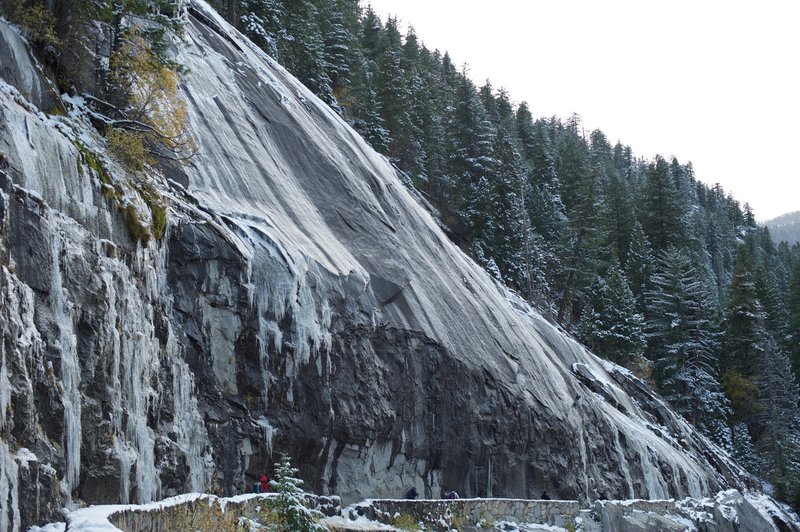 This might be why they call it the ice-cut. The Muir Trail is closed in the winter due to the slippery, unsafe conditions.