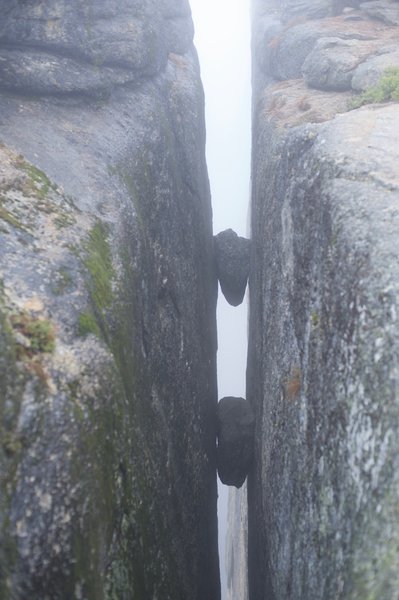 The reason that they call it the Fissures.   These slots in the rock drop to the valley floor.