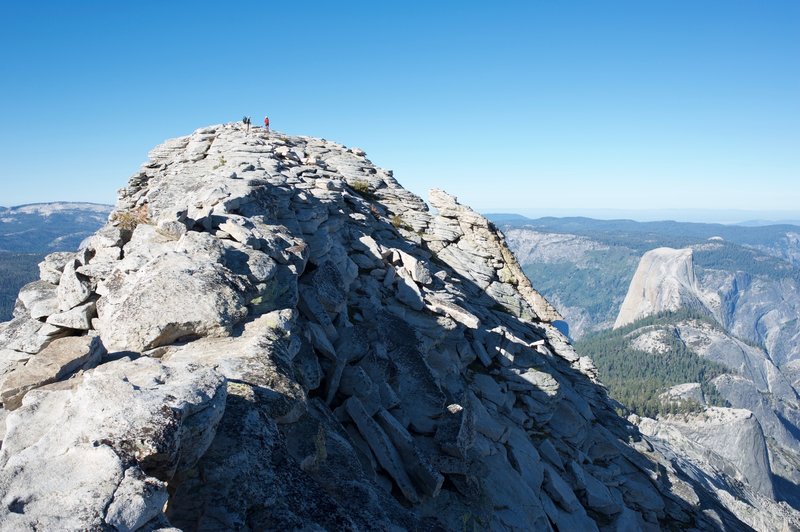 Approaching the summit with Half Dome off in the distance.