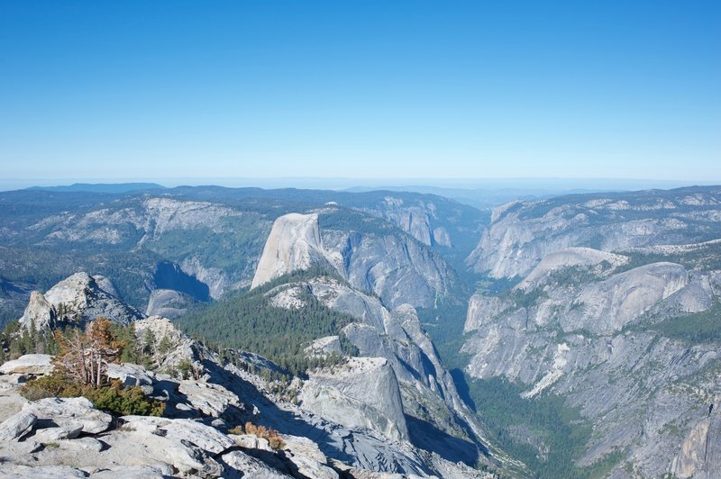 Half Dome and Yosemite Valley in the distance.  The view from the top of Clouds Rest provides you a  great view of the entire park.