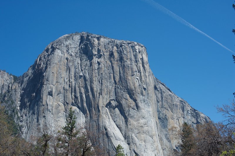 Looking across Yosemite Valley at El Capitan.  While most of the views are obscured, there are a couple of points where El Capitan appears.