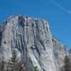 Looking across Yosemite Valley at El Capitan.  While most of the views are obscured, there are a couple of points where El Capitan appears.