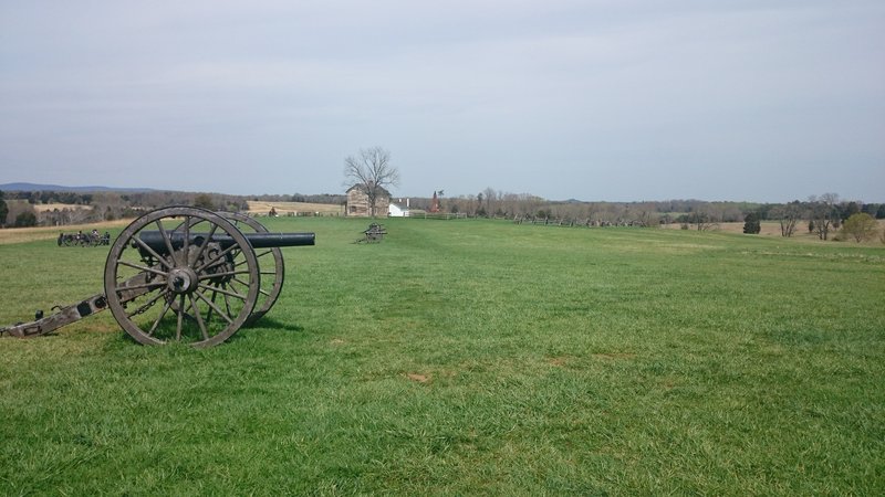 Manassas battlefield, with the Henry House in the background.