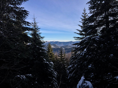 View from the Beaver Brook Shelter of the Franconia Ridge.