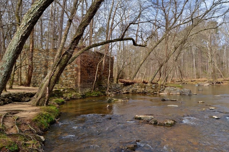 Durham Pump Station ruins in Eno River State Park.