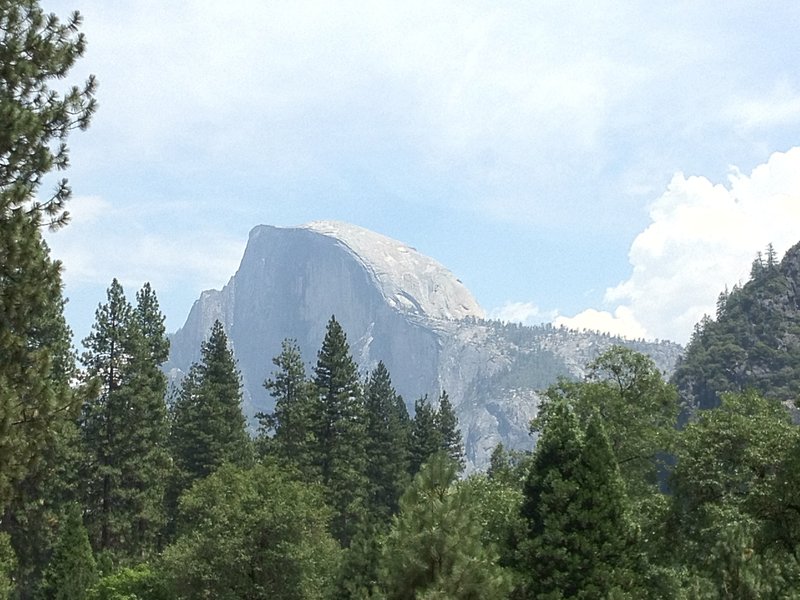 A famous view of Half Dome from the valley floor.