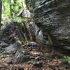 Stone cut on the Buzzard Falls trail.