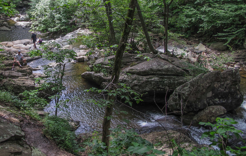 Looking down at the pool at the base of the lower falls.