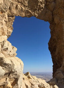 The view from The Window. Looking over the edge, all the way down, can be a vertigo-inducing experience.