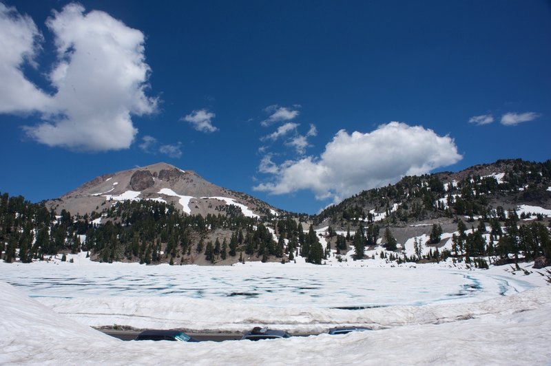 Looking back at Lake Helen. Even in the summer, it can be covered in snow and ice.