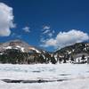 Looking back at Lake Helen. Even in the summer, it can be covered in snow and ice.