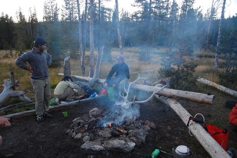 Camping at Firehole Springs.