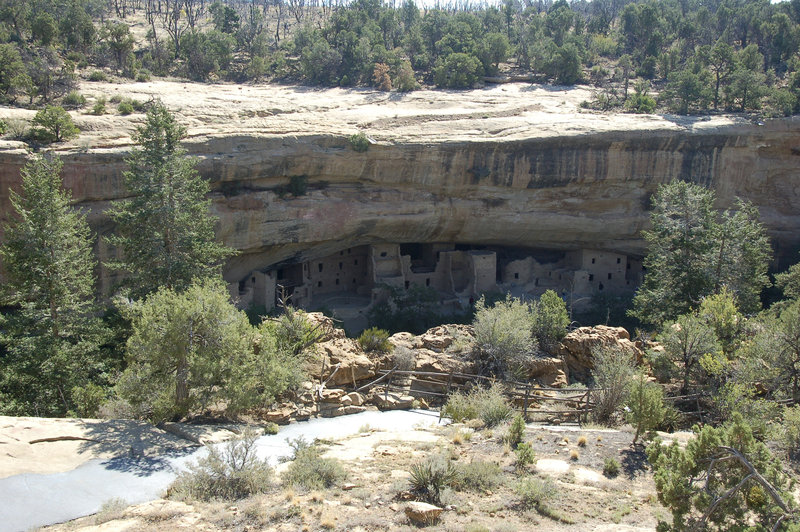 Looking down into the cliff dwellings.