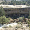 Looking down into the cliff dwellings.