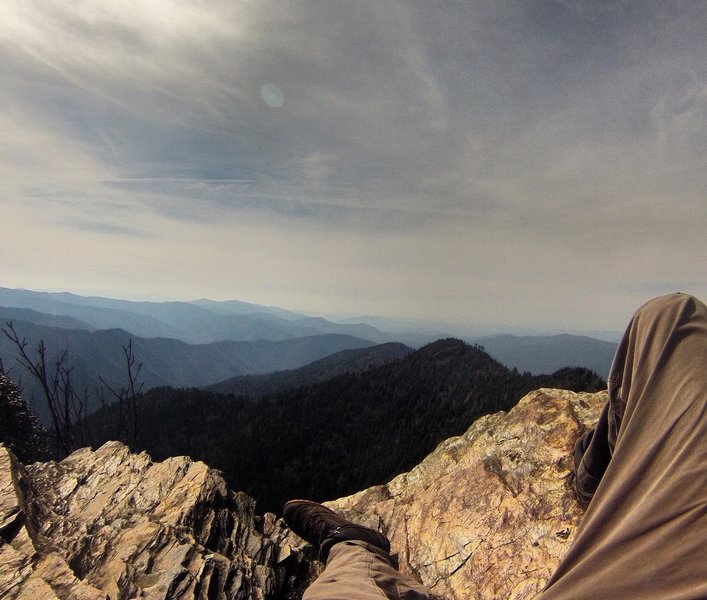 Resting the legs after a long hike up. This view from atop Mt. Leconte is known as Cliff Top.